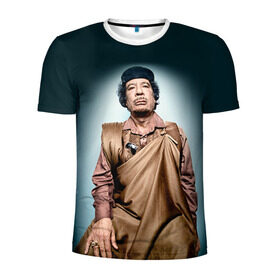 Мужская футболка 3D спортивная с принтом Каддафи 1 , 100% полиэстер с улучшенными характеристиками | приталенный силуэт, круглая горловина, широкие плечи, сужается к линии бедра | каддафи | муаммар каддафи | революция