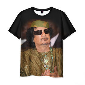 Мужская футболка 3D с принтом Каддафи 3 , 100% полиэфир | прямой крой, круглый вырез горловины, длина до линии бедер | каддафи | муаммар каддафи | революция