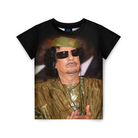 Детская футболка 3D с принтом Каддафи 3 , 100% гипоаллергенный полиэфир | прямой крой, круглый вырез горловины, длина до линии бедер, чуть спущенное плечо, ткань немного тянется | каддафи | муаммар каддафи | революция