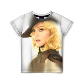 Детская футболка 3D с принтом Мадонна 2 , 100% гипоаллергенный полиэфир | прямой крой, круглый вырез горловины, длина до линии бедер, чуть спущенное плечо, ткань немного тянется | Тематика изображения на принте: madonna | мадонна | музыка