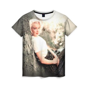 Женская футболка 3D с принтом Мерлин Монро 1 , 100% полиэфир ( синтетическое хлопкоподобное полотно) | прямой крой, круглый вырез горловины, длина до линии бедер | marilyn monroe | кино | мерлин монро | мэрилин монро | норма джин бейкер | ретро