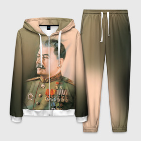 Мужской костюм 3D с принтом Сталин 1 , 100% полиэстер | Манжеты и пояс оформлены тканевой резинкой, двухслойный капюшон со шнурком для регулировки, карманы спереди | знаменитости | иосиф сталин | ретро | ссср