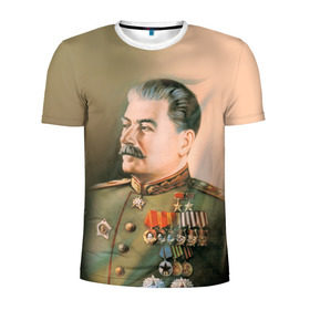 Мужская футболка 3D спортивная с принтом Сталин 1 , 100% полиэстер с улучшенными характеристиками | приталенный силуэт, круглая горловина, широкие плечи, сужается к линии бедра | знаменитости | иосиф сталин | ретро | ссср