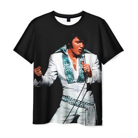 Мужская футболка 3D с принтом Элвис 3 , 100% полиэфир | прямой крой, круглый вырез горловины, длина до линии бедер | elvis presley | rock n roll | музыка | ретро | рок н ролл | элвис пресли