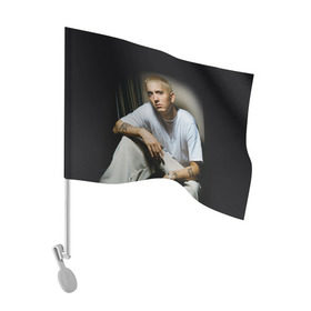 Флаг для автомобиля с принтом Эминем 1 , 100% полиэстер | Размер: 30*21 см | eminem | music | rap | музыка | реп | рэп | эминем