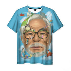 Мужская футболка 3D с принтом Хаяо Миядзаки , 100% полиэфир | прямой крой, круглый вырез горловины, длина до линии бедер | hayao miyazaki | поньо | тоторо | унесенные