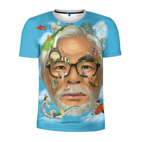 Мужская футболка 3D спортивная с принтом Хаяо Миядзаки , 100% полиэстер с улучшенными характеристиками | приталенный силуэт, круглая горловина, широкие плечи, сужается к линии бедра | Тематика изображения на принте: hayao miyazaki | поньо | тоторо | унесенные