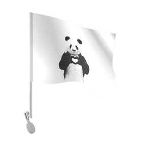 Флаг для автомобиля с принтом Панда Love , 100% полиэстер | Размер: 30*21 см | панда