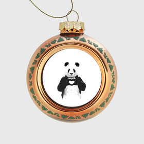 Стеклянный ёлочный шар с принтом Панда Love , Стекло | Диаметр: 80 мм | панда
