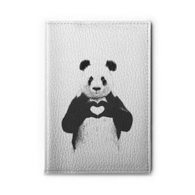 Обложка для автодокументов с принтом Панда Love , натуральная кожа |  размер 19,9*13 см; внутри 4 больших “конверта” для документов и один маленький отдел — туда идеально встанут права | панда