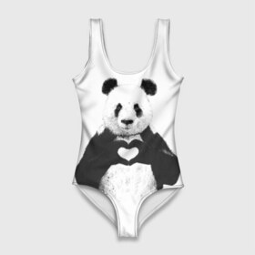 Купальник-боди 3D с принтом Панда Love , 82% полиэстер, 18% эластан | Круглая горловина, круглый вырез на спине | панда