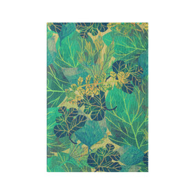 Обложка для паспорта матовая кожа с принтом Узор из листьев , натуральная матовая кожа | размер 19,3 х 13,7 см; прозрачные пластиковые крепления | Тематика изображения на принте: зелень | лето | листья | мозаика | узор