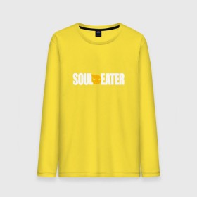 Мужской лонгслив хлопок с принтом Soul Eater - белый логотип , 100% хлопок |  | soul eater | логотип одного из лучших аниме   