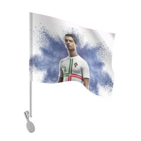 Флаг для автомобиля с принтом Криштиану Роналду , 100% полиэстер | Размер: 30*21 см | real madrid | ronaldo | криштиану роналду | футбол