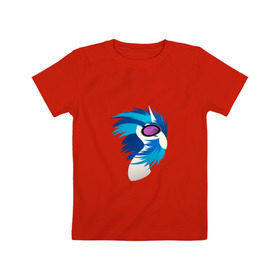 Детская футболка хлопок с принтом Vinyl Scratch , 100% хлопок | круглый вырез горловины, полуприлегающий силуэт, длина до линии бедер | dj pon3 | pony | vinyl | винил скретч | продукция с изображением винил скрэтчmy little pony