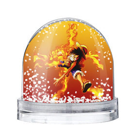 Снежный шар с принтом Луффи из One Piece , Пластик | Изображение внутри шара печатается на глянцевой фотобумаге с двух сторон | fire | luffi | огонь