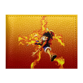 Обложка для студенческого билета с принтом Луффи из One Piece , натуральная кожа | Размер: 11*8 см; Печать на всей внешней стороне | Тематика изображения на принте: fire | luffi | огонь