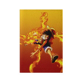 Обложка для паспорта матовая кожа с принтом Луффи из One Piece , натуральная матовая кожа | размер 19,3 х 13,7 см; прозрачные пластиковые крепления | Тематика изображения на принте: fire | luffi | огонь