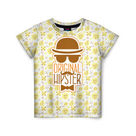 Детская футболка 3D с принтом Original Hipster , 100% гипоаллергенный полиэфир | прямой крой, круглый вырез горловины, длина до линии бедер, чуть спущенное плечо, ткань немного тянется | Тематика изображения на принте: hipster | усы