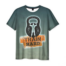 Мужская футболка 3D с принтом Train hard 2 , 100% полиэфир | прямой крой, круглый вырез горловины, длина до линии бедер | bodybuilding | no pain no gain | train hard | бодибилдинг | качалка | пауэрлифинг | тренажерный | фитнес