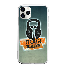 Чехол для iPhone 11 Pro Max матовый с принтом Train hard 2 , Силикон |  | bodybuilding | no pain no gain | train hard | бодибилдинг | качалка | пауэрлифинг | тренажерный | фитнес