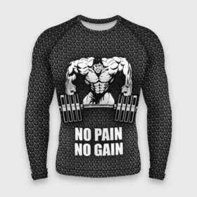 Мужской рашгард 3D с принтом No pain no gain 2 ,  |  | bodybuilding | no pain no gain | train hard | бодибилдинг | качалка | пауэрлифинг | тренажерный | фитнес