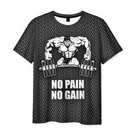 Мужская футболка 3D с принтом No pain no gain 2 , 100% полиэфир | прямой крой, круглый вырез горловины, длина до линии бедер | bodybuilding | no pain no gain | train hard | бодибилдинг | качалка | пауэрлифинг | тренажерный | фитнес