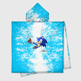 Детское полотенце-пончо с капюшоном 3D с принтом Sonic , 50% хлопок, 50% полиэстер |  | sonic | еж | игра | соник
