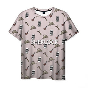 Мужская футболка 3D с принтом Sherlock , 100% полиэфир | прямой крой, круглый вырез горловины, длина до линии бедер | holmes | sherlock | холмс | шерлок