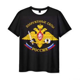 Мужская футболка 3D с принтом Вооруженные силы России , 100% полиэфир | прямой крой, круглый вырез горловины, длина до линии бедер | вооруженные силы россии | эмблема