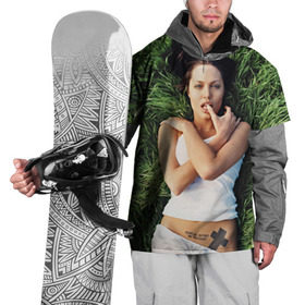 Накидка на куртку 3D с принтом Джоли Анджелина , 100% полиэстер |  | анджелина | девушка | джоли | лежит | тату