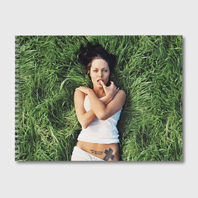 Альбом для рисования с принтом Джоли Анджелина , 100% бумага
 | матовая бумага, плотность 200 мг. | Тематика изображения на принте: анджелина | девушка | джоли | лежит | тату