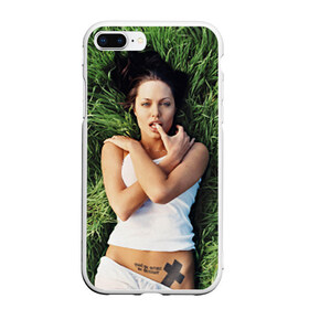 Чехол для iPhone 7Plus/8 Plus матовый с принтом Джоли Анджелина , Силикон | Область печати: задняя сторона чехла, без боковых панелей | анджелина | девушка | джоли | лежит | тату