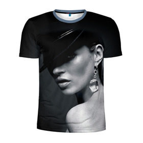 Мужская футболка 3D спортивная с принтом Девушка в шляпе , 100% полиэстер с улучшенными характеристиками | приталенный силуэт, круглая горловина, широкие плечи, сужается к линии бедра | бриллиант | девушка | красивая | серьга | шляпа