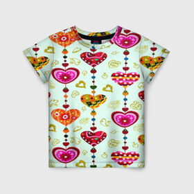 Детская футболка 3D с принтом Heart , 100% гипоаллергенный полиэфир | прямой крой, круглый вырез горловины, длина до линии бедер, чуть спущенное плечо, ткань немного тянется | Тематика изображения на принте: heart | женские | любовь | новые | прикольные | сердечки