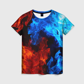 Женская футболка 3D с принтом Битва огней , 100% полиэфир ( синтетическое хлопкоподобное полотно) | прямой крой, круглый вырез горловины, длина до линии бедер | Тематика изображения на принте: огонь