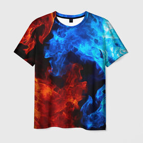 Мужская футболка 3D с принтом Битва огней , 100% полиэфир | прямой крой, круглый вырез горловины, длина до линии бедер | Тематика изображения на принте: огонь