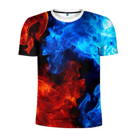Мужская футболка 3D спортивная с принтом Битва огней , 100% полиэстер с улучшенными характеристиками | приталенный силуэт, круглая горловина, широкие плечи, сужается к линии бедра | огонь