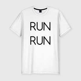 Мужская футболка премиум с принтом RUN , 92% хлопок, 8% лайкра | приталенный силуэт, круглый вырез ворота, длина до линии бедра, короткий рукав | bts | jimin | jin | joonguk | rap monster | run | suga