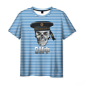 Мужская футболка 3D с принтом ВМФ , 100% полиэфир | прямой крой, круглый вырез горловины, длина до линии бедер | армия | бескозырка | бф | вмф | войска | вооруженные силы | моряк | сф | тельник | тельняшка | тоф | флот | череп | чф