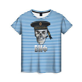 Женская футболка 3D с принтом ВМФ , 100% полиэфир ( синтетическое хлопкоподобное полотно) | прямой крой, круглый вырез горловины, длина до линии бедер | армия | бескозырка | бф | вмф | войска | вооруженные силы | моряк | сф | тельник | тельняшка | тоф | флот | череп | чф