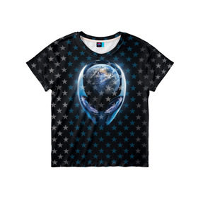 Детская футболка 3D с принтом Alien , 100% гипоаллергенный полиэфир | прямой крой, круглый вырез горловины, длина до линии бедер, чуть спущенное плечо, ткань немного тянется | alien | гуманоид | звезды | инопланетянин | космос
