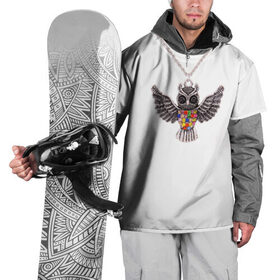 Накидка на куртку 3D с принтом Золотая сова , 100% полиэстер |  | Тематика изображения на принте: крылья | сова