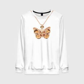 Женский свитшот 3D с принтом Золотая бабочка , 100% полиэстер с мягким внутренним слоем | круглый вырез горловины, мягкая резинка на манжетах и поясе, свободная посадка по фигуре | бабочка