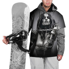 Накидка на куртку 3D с принтом Девушка с цепью , 100% полиэстер |  | брюнетка | взгляд | грудь | девушка | красота | сила | спорт | страсть | фото | цепь | черно белое