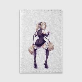 Обложка для паспорта матовая кожа с принтом Девушка на груди , натуральная матовая кожа | размер 19,3 х 13,7 см; прозрачные пластиковые крепления | Тематика изображения на принте: анимэ | висит | девушка | на груди