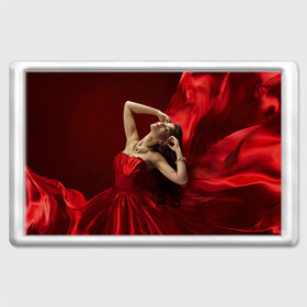 Магнит 45*70 с принтом Девушка в красном , Пластик | Размер: 78*52 мм; Размер печати: 70*45 | танец