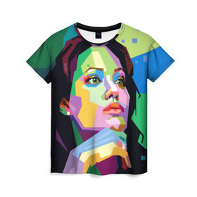 Женская футболка 3D с принтом Анджелина Джоли , 100% полиэфир ( синтетическое хлопкоподобное полотно) | прямой крой, круглый вырез горловины, длина до линии бедер | angelina jolie | актриса | анджелина джоли | звезда | знаменитость | кино | поп арт | символ