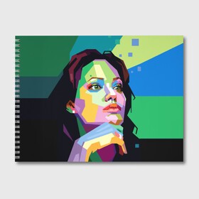Альбом для рисования с принтом Анджелина Джоли , 100% бумага
 | матовая бумага, плотность 200 мг. | Тематика изображения на принте: angelina jolie | актриса | анджелина джоли | звезда | знаменитость | кино | поп арт | символ