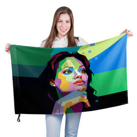 Флаг 3D с принтом Анджелина Джоли , 100% полиэстер | плотность ткани — 95 г/м2, размер — 67 х 109 см. Принт наносится с одной стороны | angelina jolie | актриса | анджелина джоли | звезда | знаменитость | кино | поп арт | символ